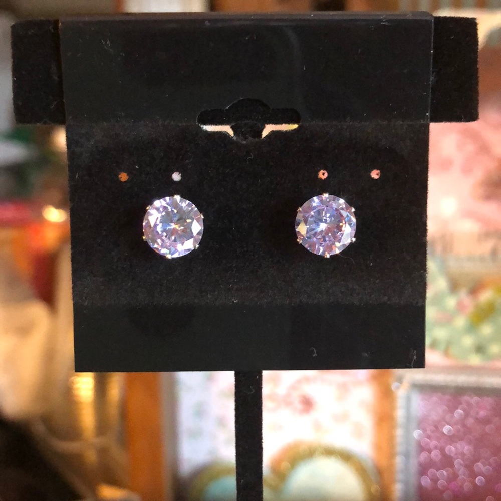 Lavender Rhinestone Earrings - Picture 4 of 4